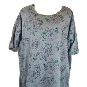 Lularoe Small Gray Floral Blouse Short Sleeve Tunic Womens Oversized Top